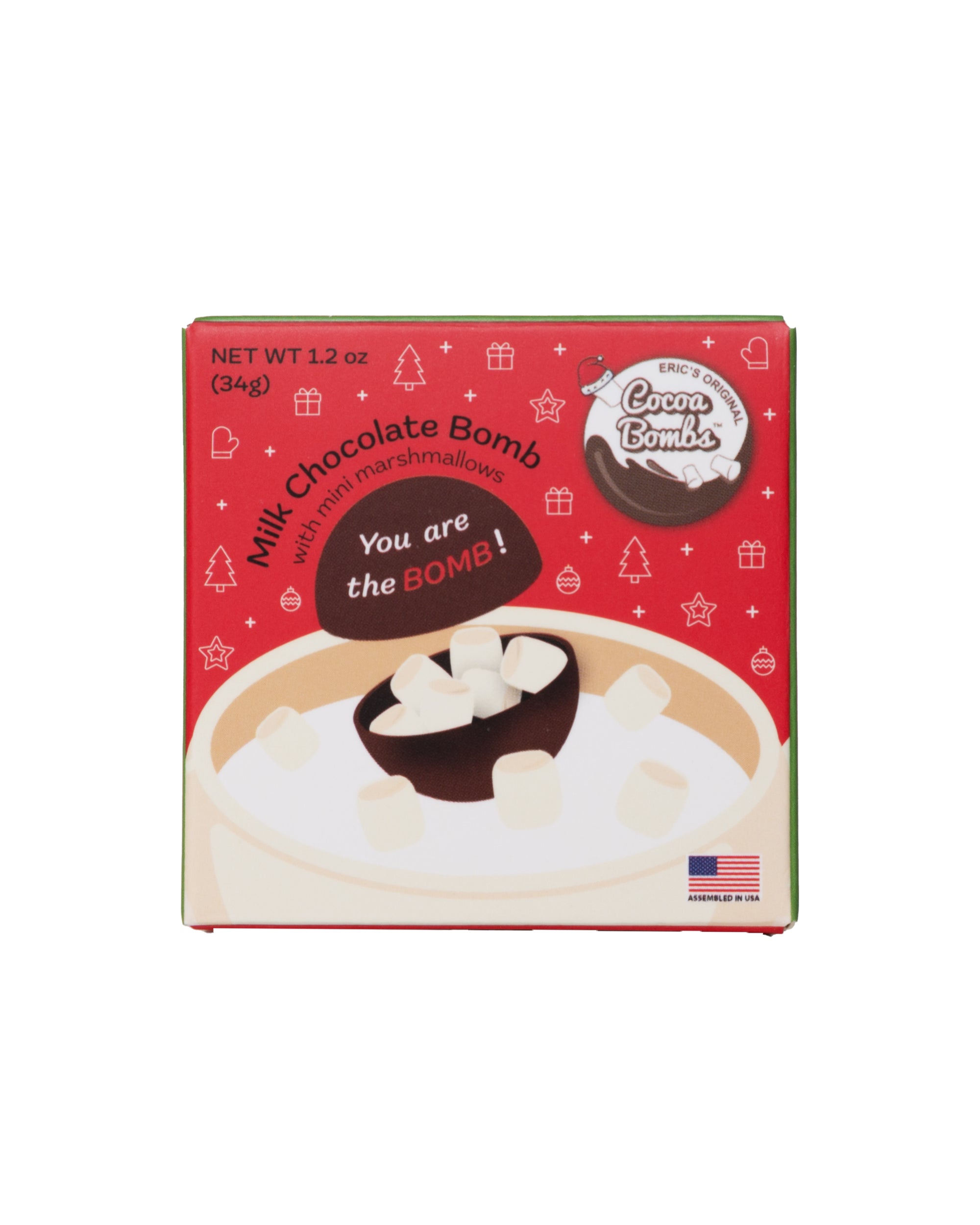 1 Pack Milk Chocolate "You Are The Bomb" Holiday Cocoa Bomb