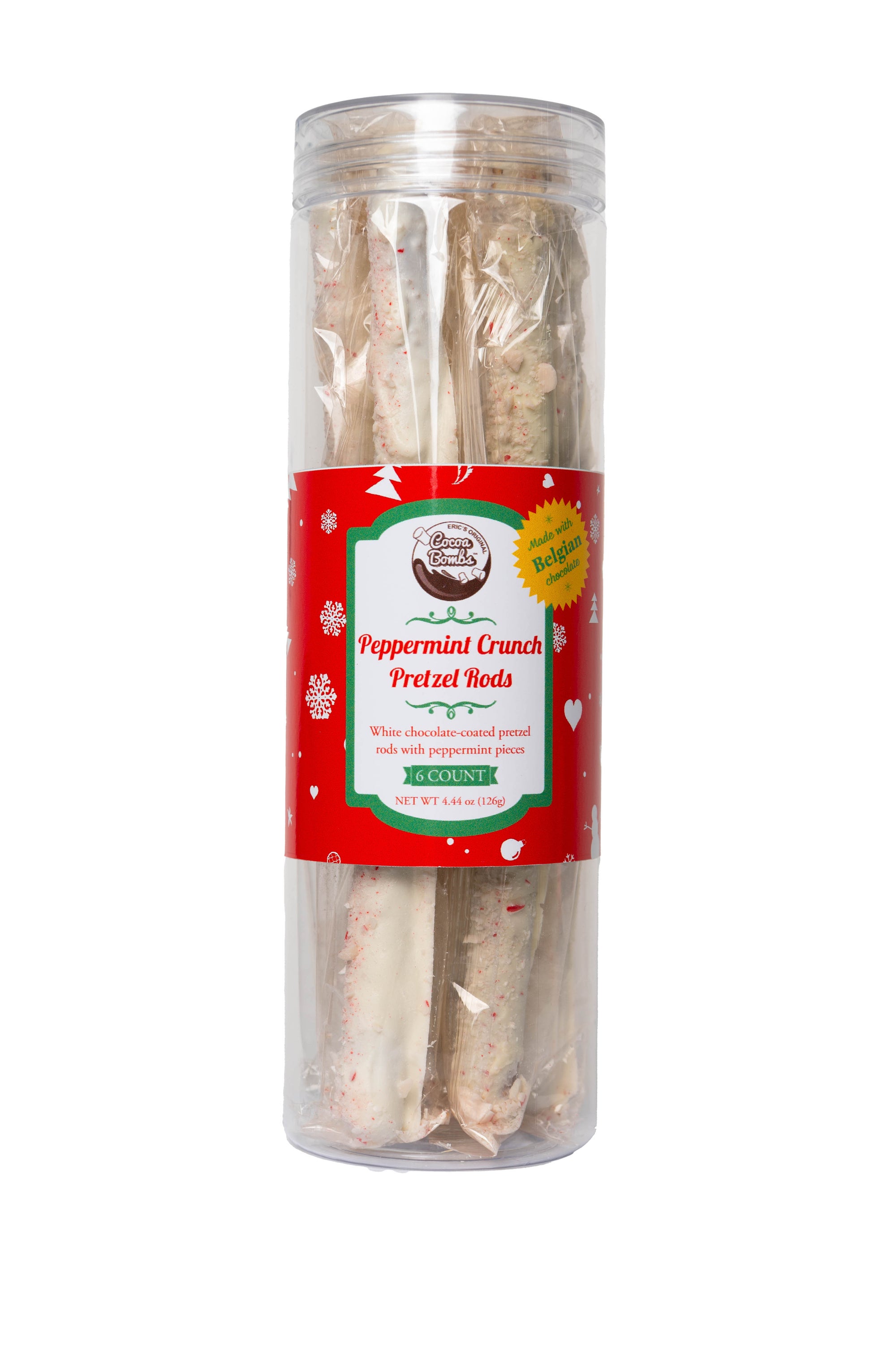 6 pack Peppermint Crunch Pretzel Rods