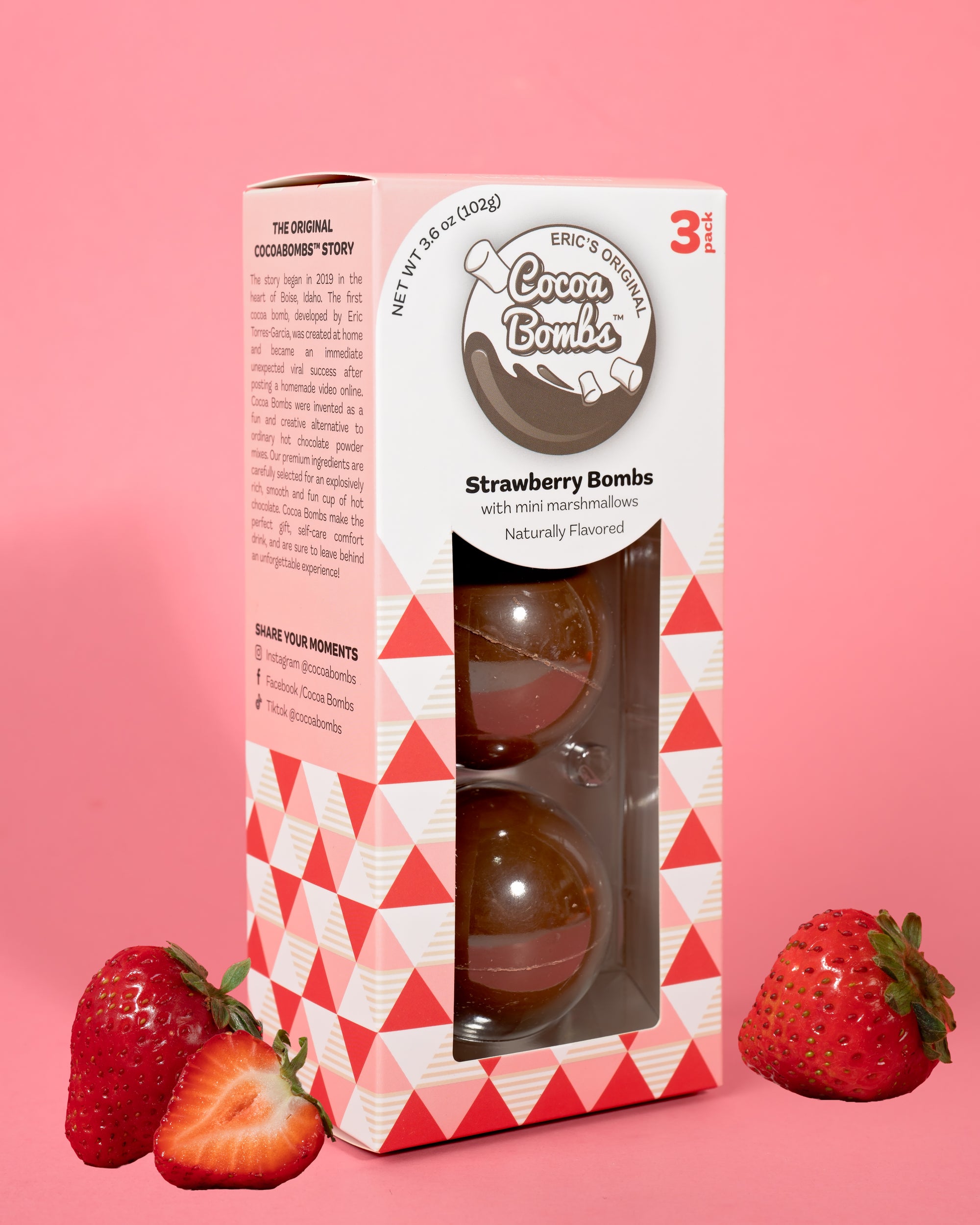 3 Pack Strawberry Cocoa Bombs